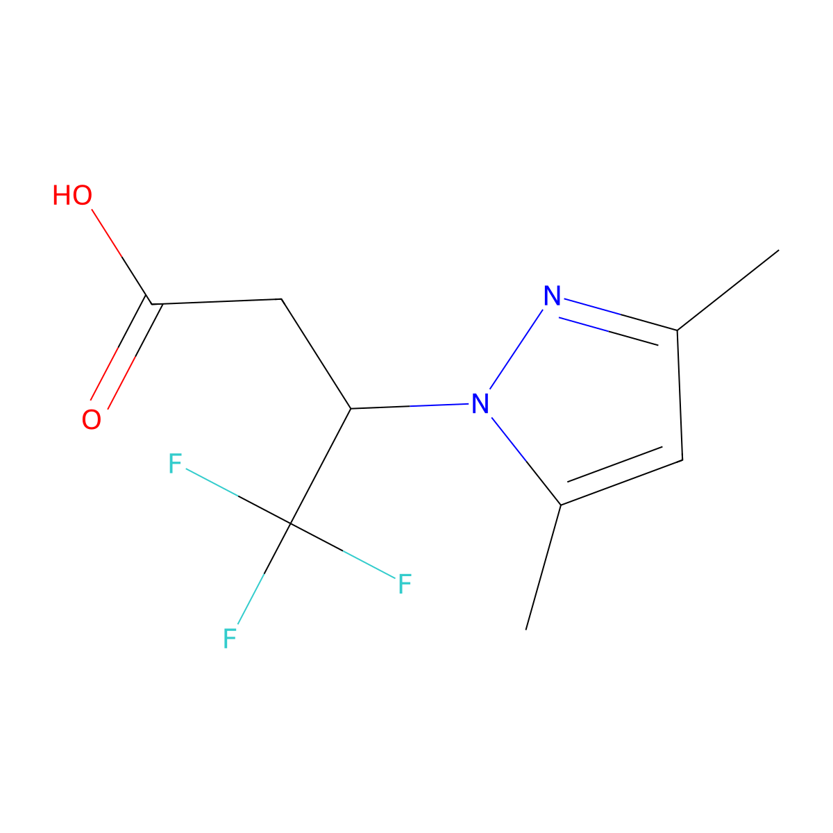3-(3,5-Dimethyl-1H-pyrazol-1-yl)-4,4,4-trifluorobutanoic acid molecular structure, CAS 1344051-01-9