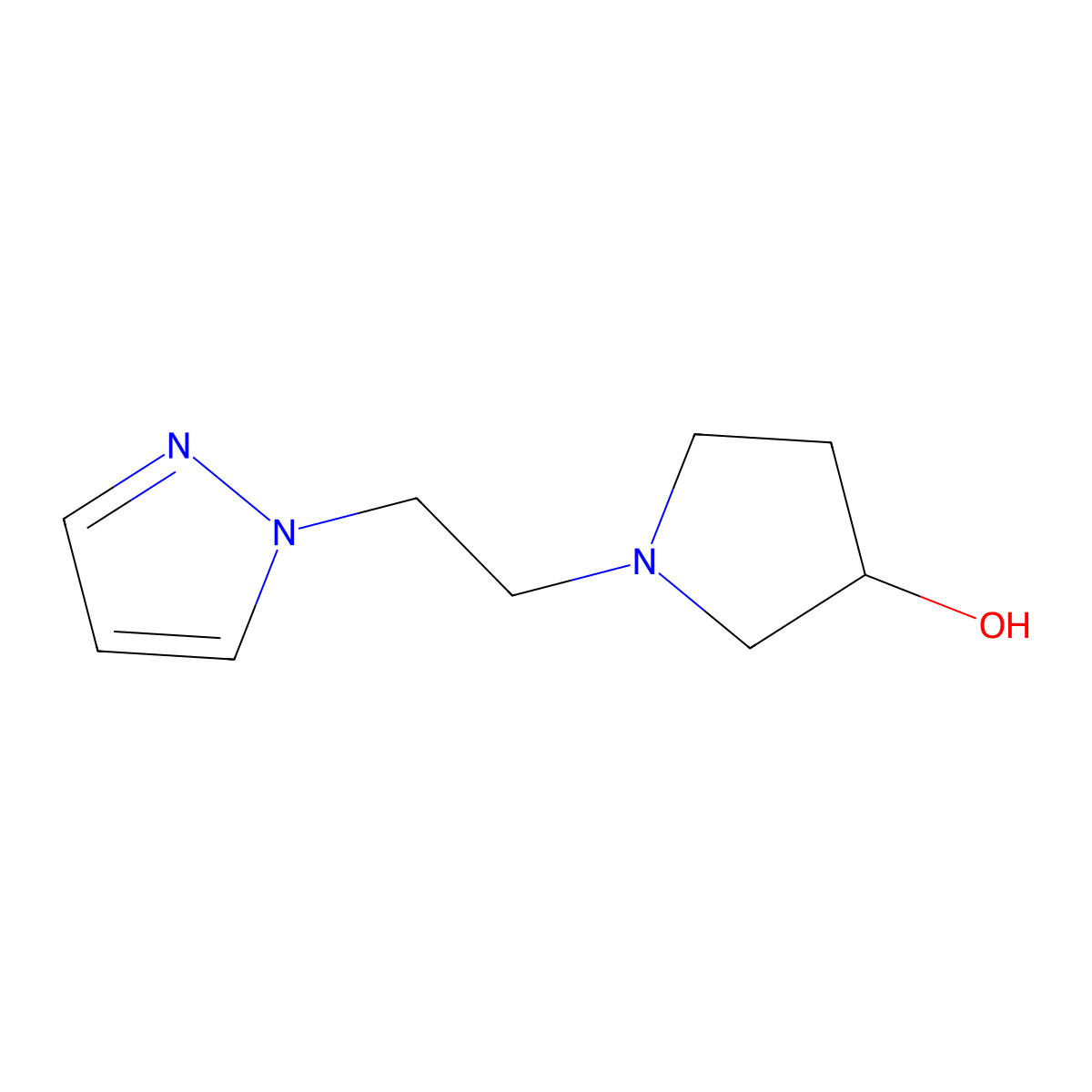 1-(2-(1H-pyrazol-1-yl)ethyl)pyrrolidin-3-ol molecular structure, CAS 1344051-81-5