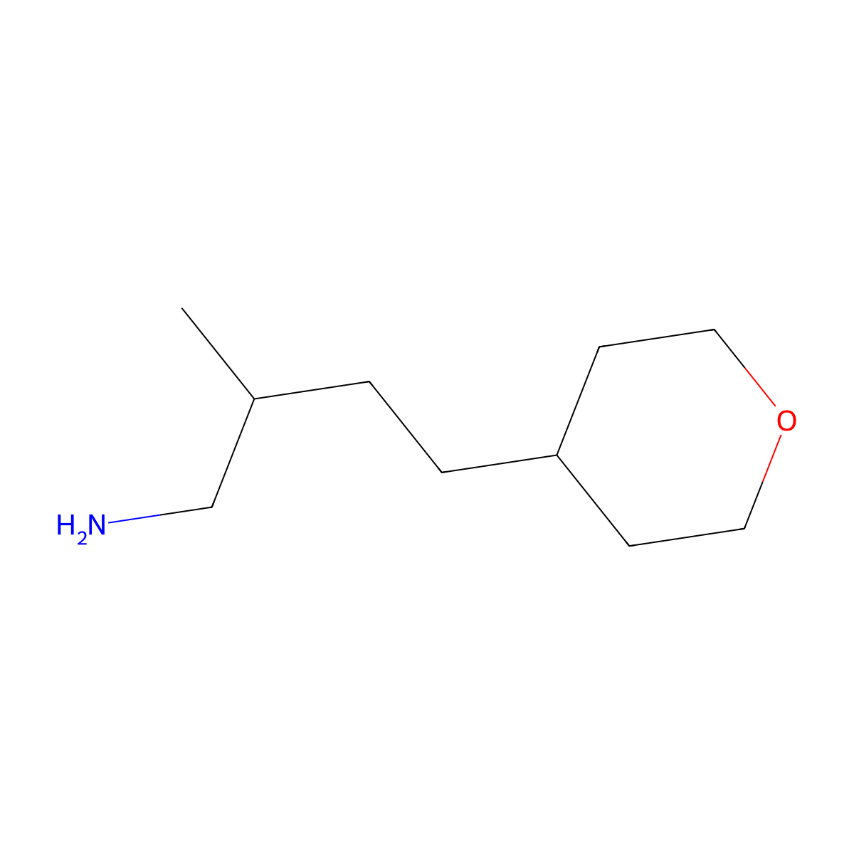 2-Methyl-4-(oxan-4-yl)butan-1-amine molecular structure, CAS 1344051-90-6