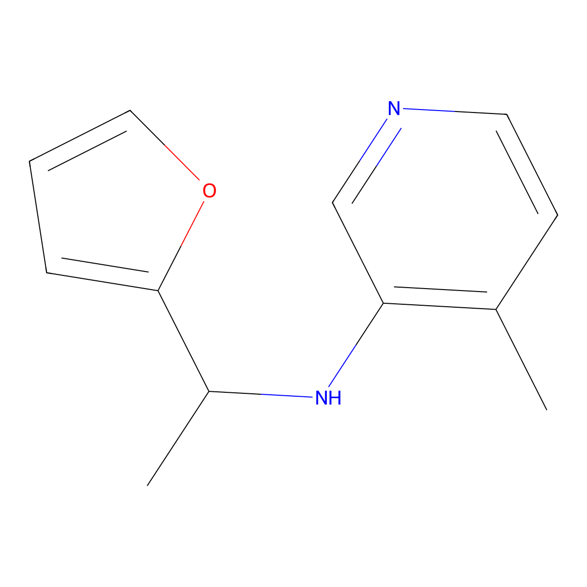N-[1-(furan-2-yl)ethyl]-4-methylpyridin-3-amine molecular structure, CAS 1344055-09-9