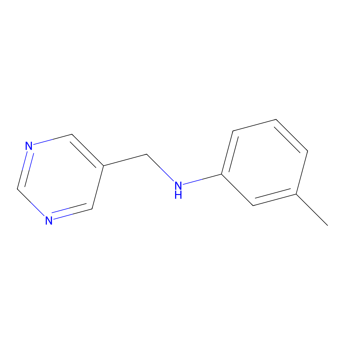 3-methyl-N-(pyrimidin-5-ylmethyl)aniline molecular structure, CAS 1344056-72-9