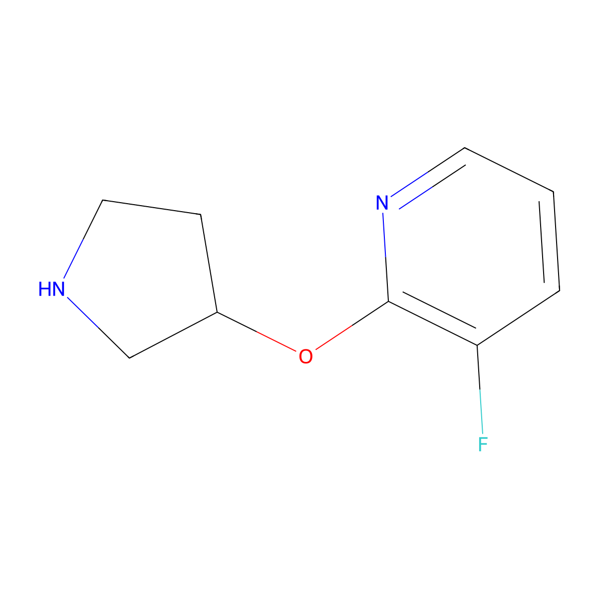 3-Fluoro-2-(pyrrolidin-3-yloxy)pyridine molecular structure, CAS 1344059-74-0