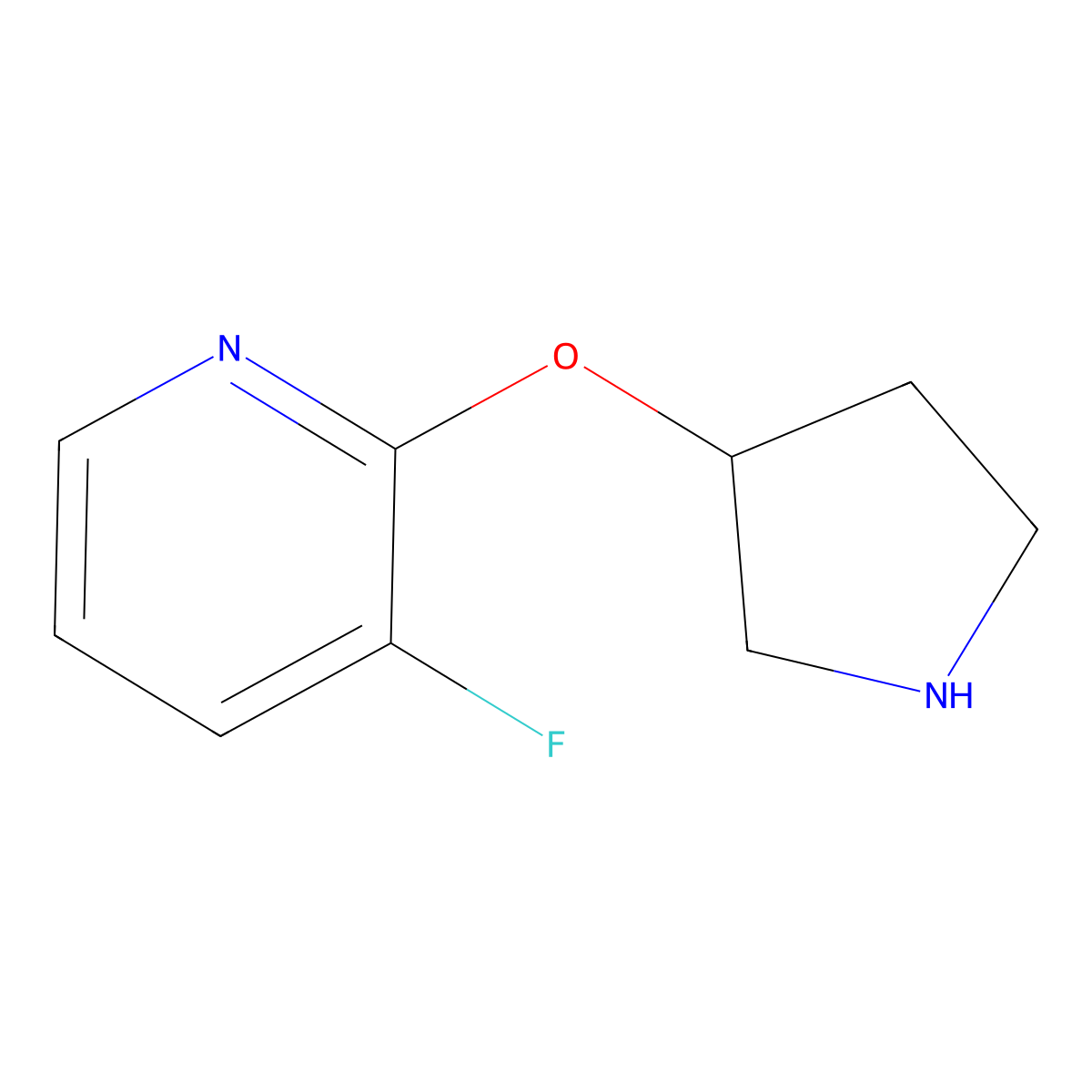 3-Fluoro-2-(pyrrolidin-3-yloxy)pyridine molecular structure, CAS 1344059-74-0