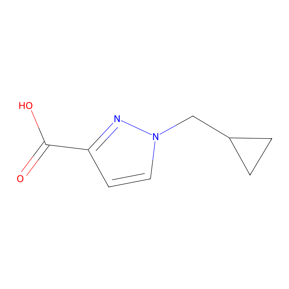 1-(cyclopropylmethyl)-1H-pyrazole-3-carboxylic acid molecular structure, CAS 1344059-87-5
