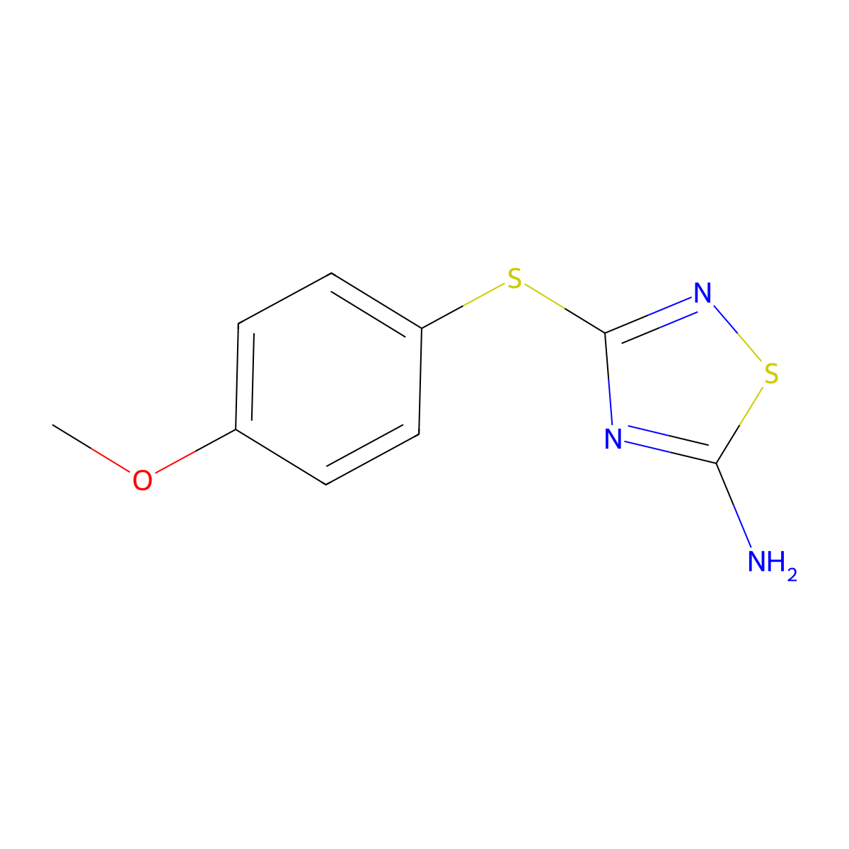 3-[(4-Methoxyphenyl)sulfanyl]-1,2,4-thiadiazol-5-amine molecular structure, CAS 1344060-98-5