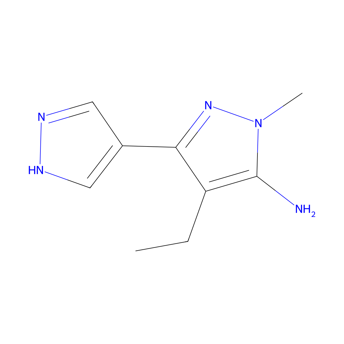 4-ethyl-1-methyl-3-(1H-pyrazol-4-yl)-1H-pyrazol-5-amine molecular structure, CAS 1344061-55-7