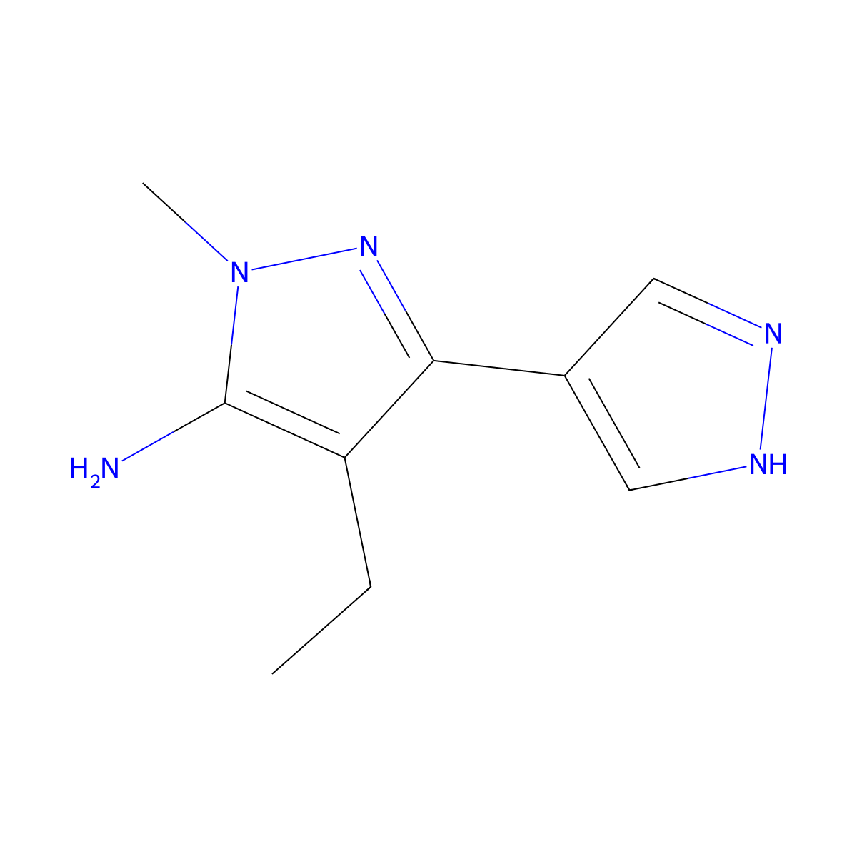 4-ethyl-1-methyl-3-(1H-pyrazol-4-yl)-1H-pyrazol-5-amine molecular structure, CAS 1344061-55-7