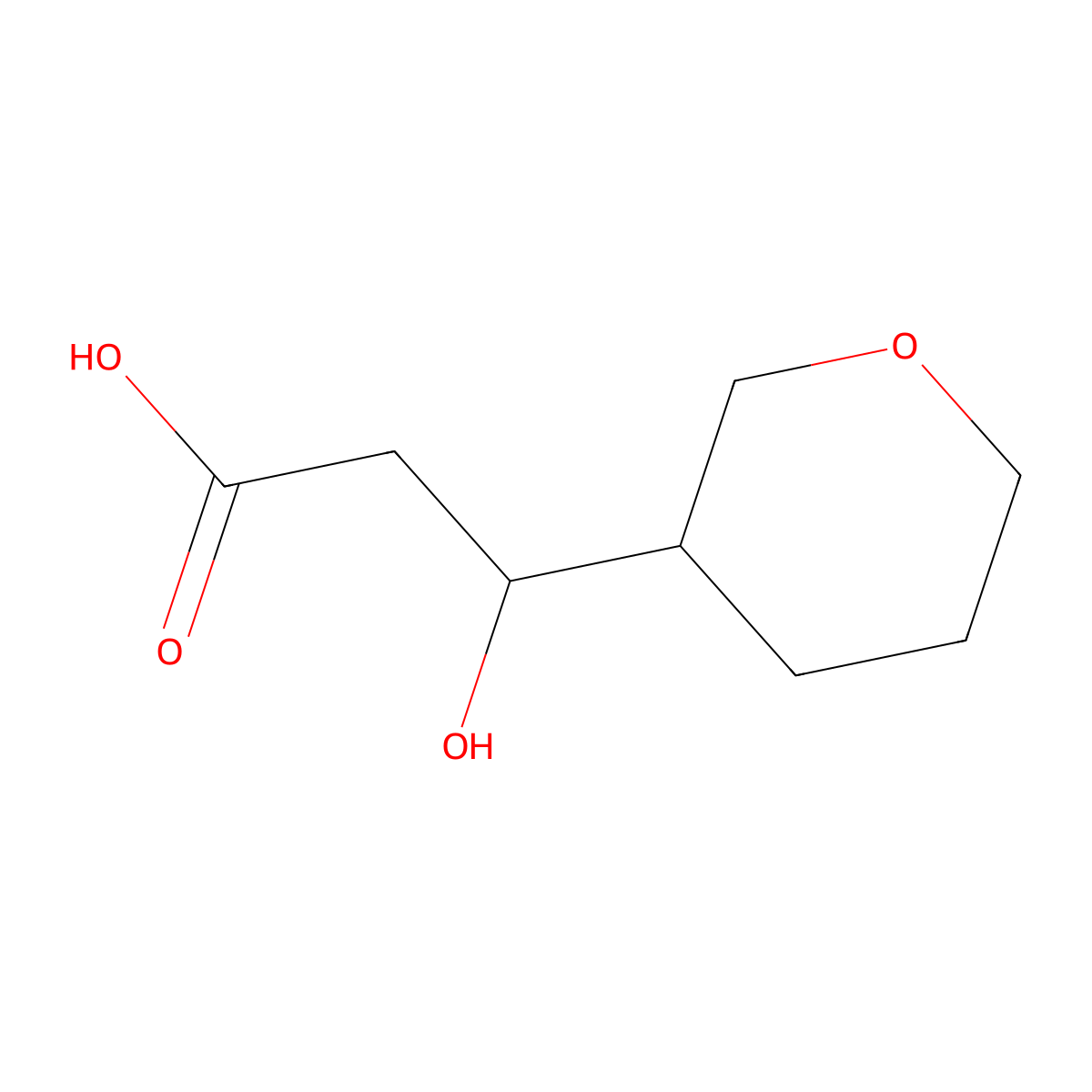 3-Hydroxy-3-(oxan-3-yl)propanoic acid molecular structure, CAS 1344061-76-2