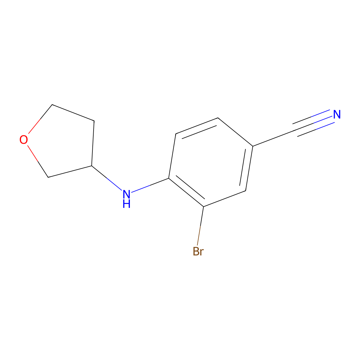 3-Bromo-4-[(oxolan-3-yl)amino]benzonitrile molecular structure, CAS 1344063-39-3