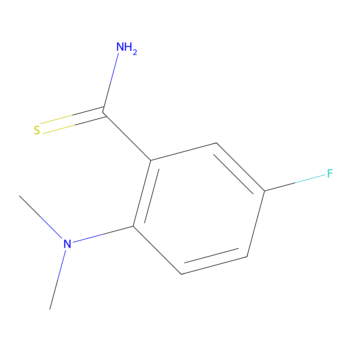 2-(Dimethylamino)-5-fluorobenzothioamide molecular structure, CAS 1344064-00-1