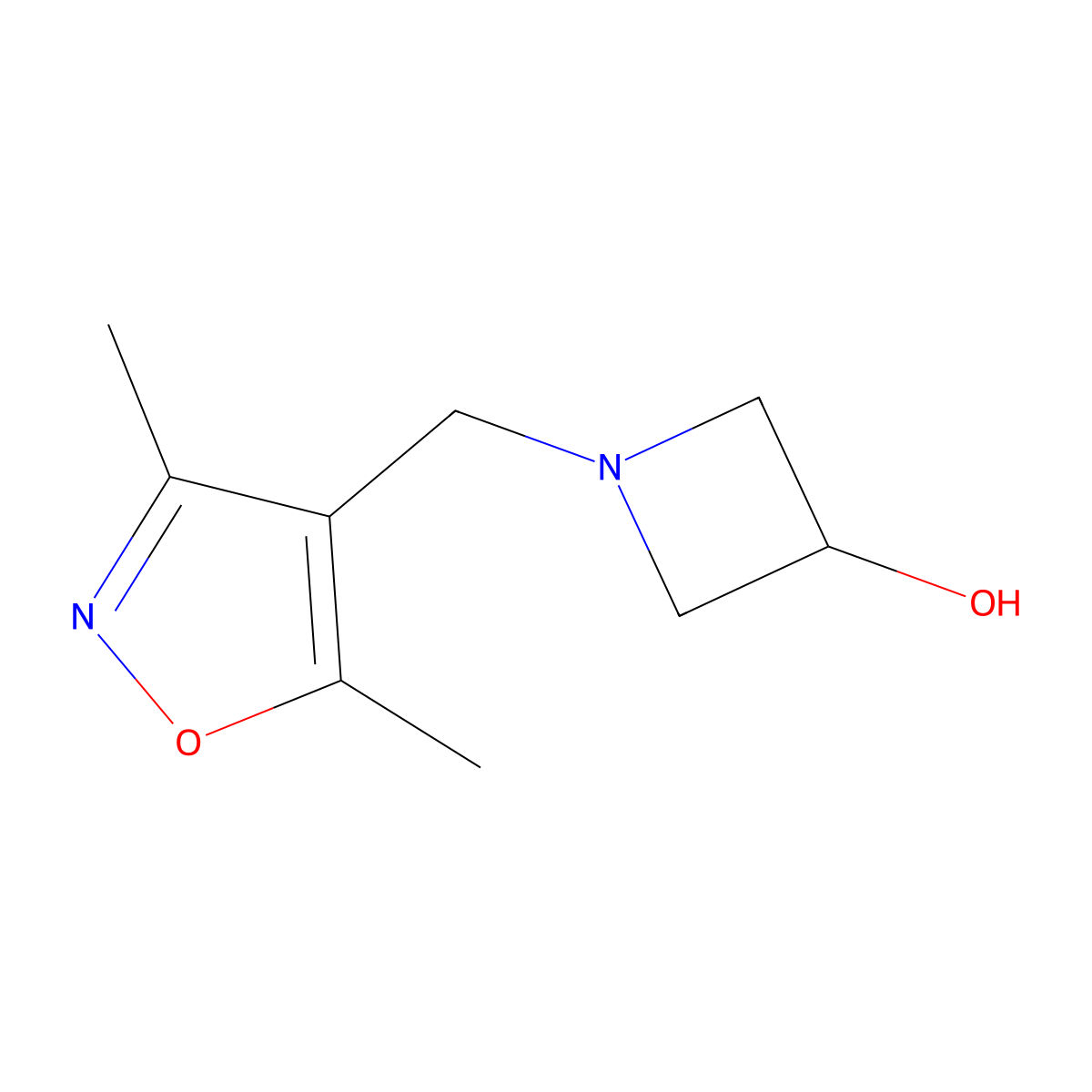 1-((3,5-Dimethylisoxazol-4-yl)methyl)azetidin-3-ol molecular structure, CAS 1344065-16-2