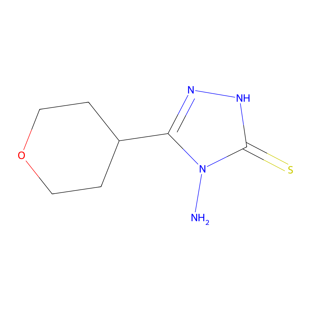 4-amino-5-(oxan-4-yl)-4H-1,2,4-triazole-3-thiol molecular structure, CAS 1344068-28-5