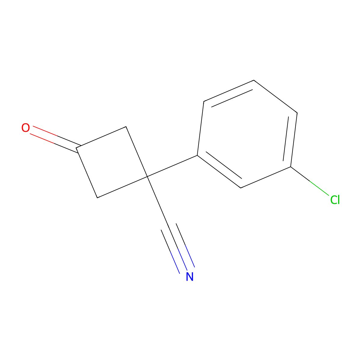 1-(3-Chlorophenyl)-3-oxocyclobutane-1-carbonitrile molecular structure, CAS 1344068-42-3