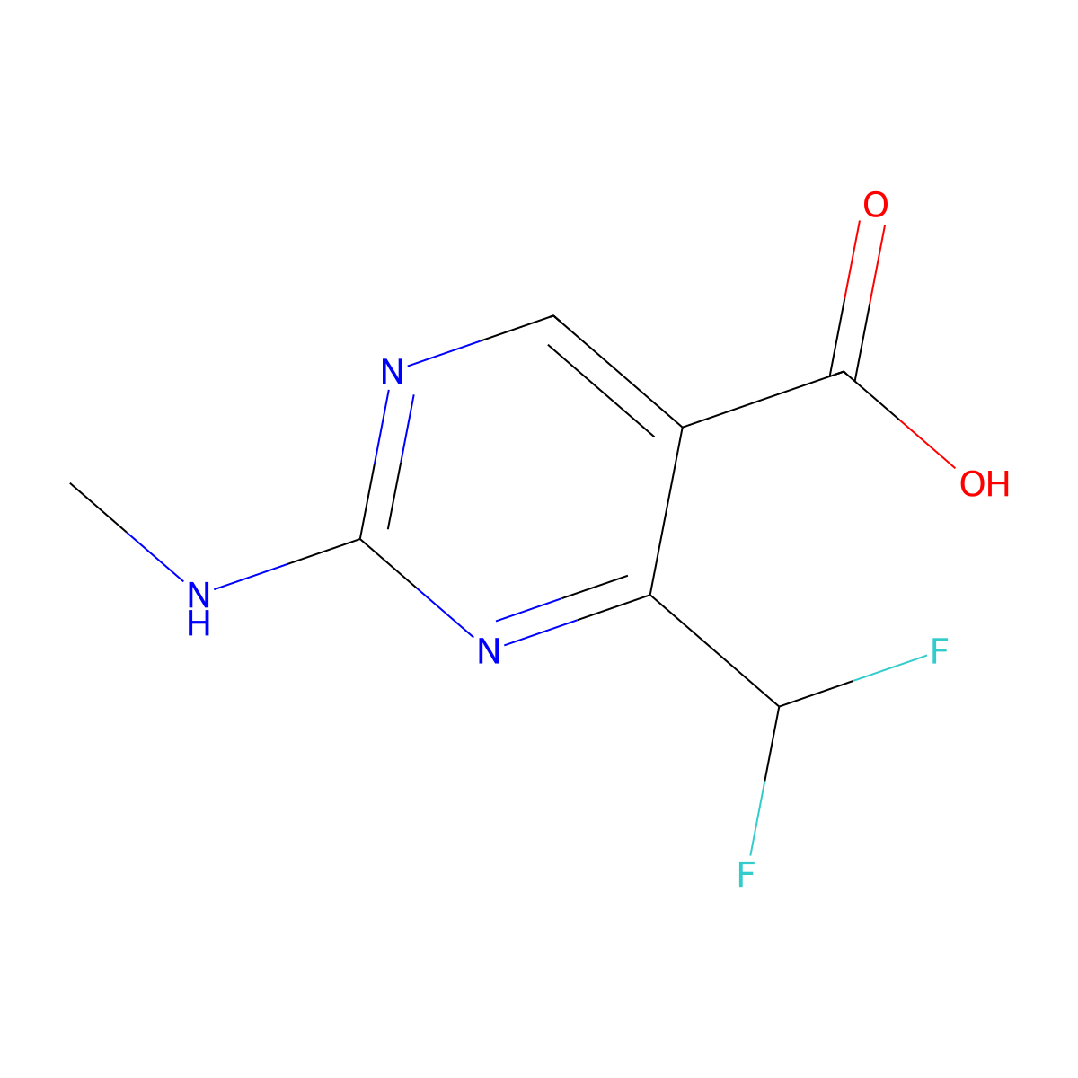 4-(Difluoromethyl)-2-(methylamino)pyrimidine-5-carboxylic acid molecular structure, CAS 1344068-49-0