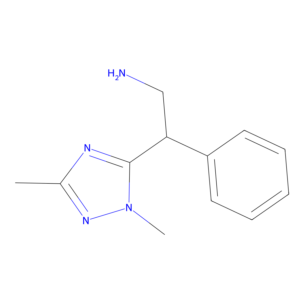 2-(dimethyl-1H-1,2,4-triazol-5-yl)-2-phenylethan-1-amine molecular structure, CAS 1344069-37-9