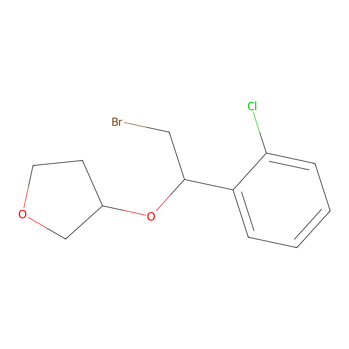 3-[2-Bromo-1-(2-chlorophenyl)ethoxy]oxolane molecular structure, CAS 1344070-36-5