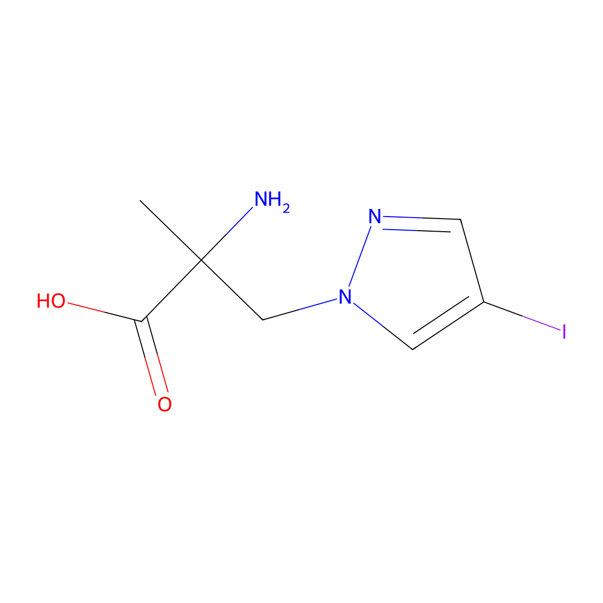 2-amino-3-(4-iodo-1H-pyrazol-1-yl)-2-methylpropanoic acid molecular structure, CAS 1344073-26-2