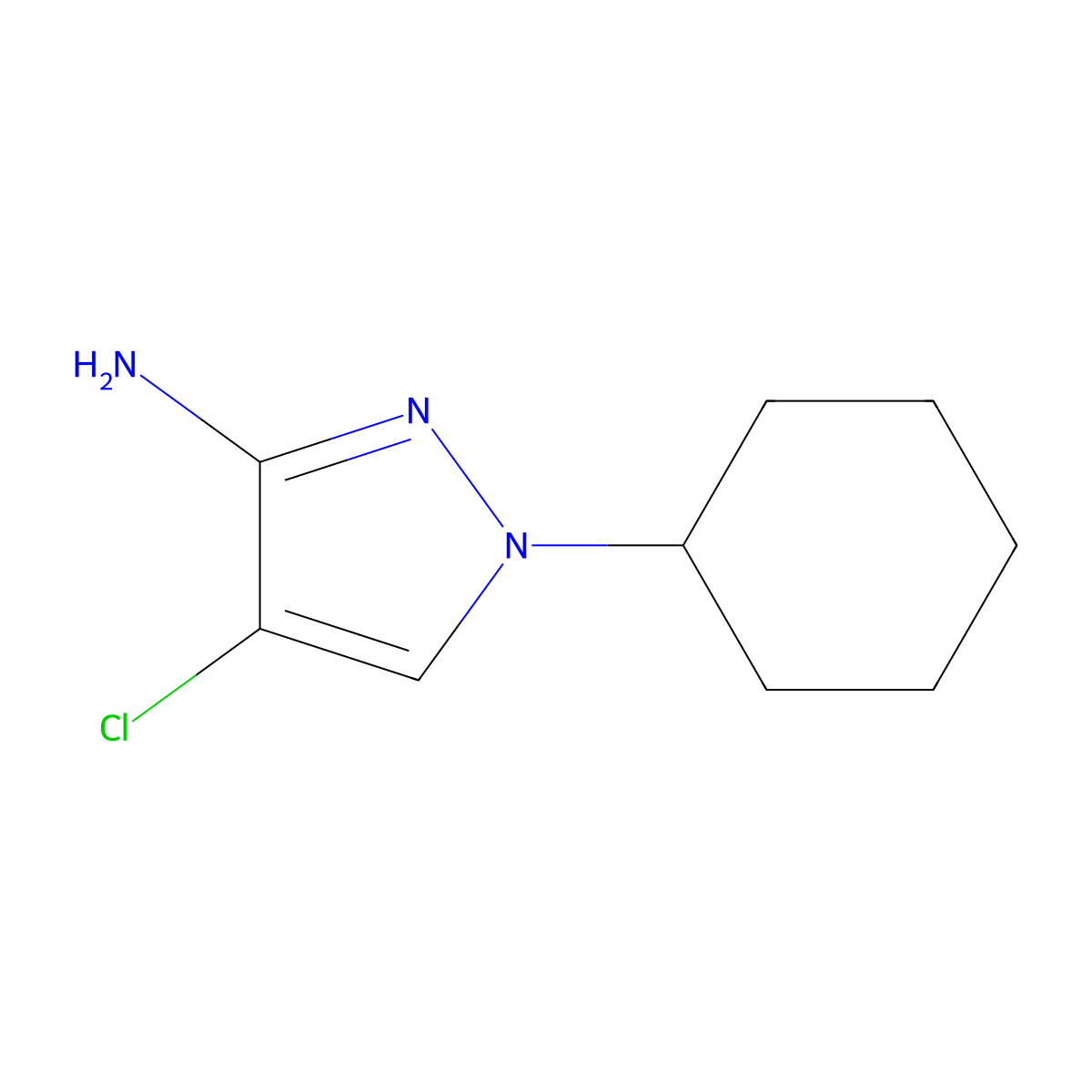 4-chloro-1-cyclohexyl-1H-pyrazol-3-amine molecular structure, CAS 1344073-30-8
