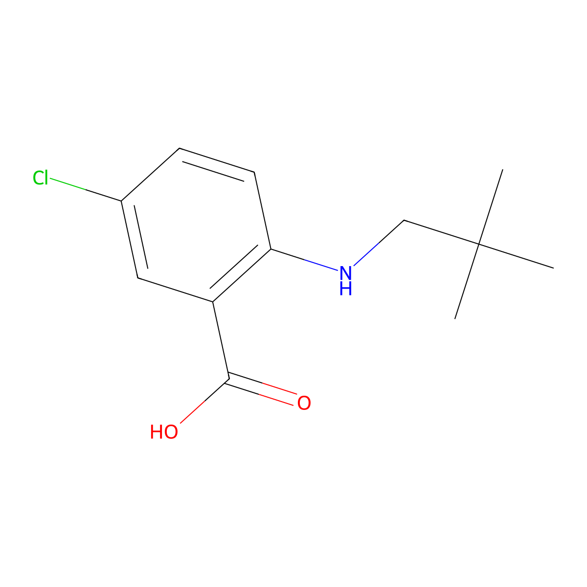 5-Chloro-2-[(2,2-dimethylpropyl)amino]benzoic acid molecular structure, CAS 1344074-30-1