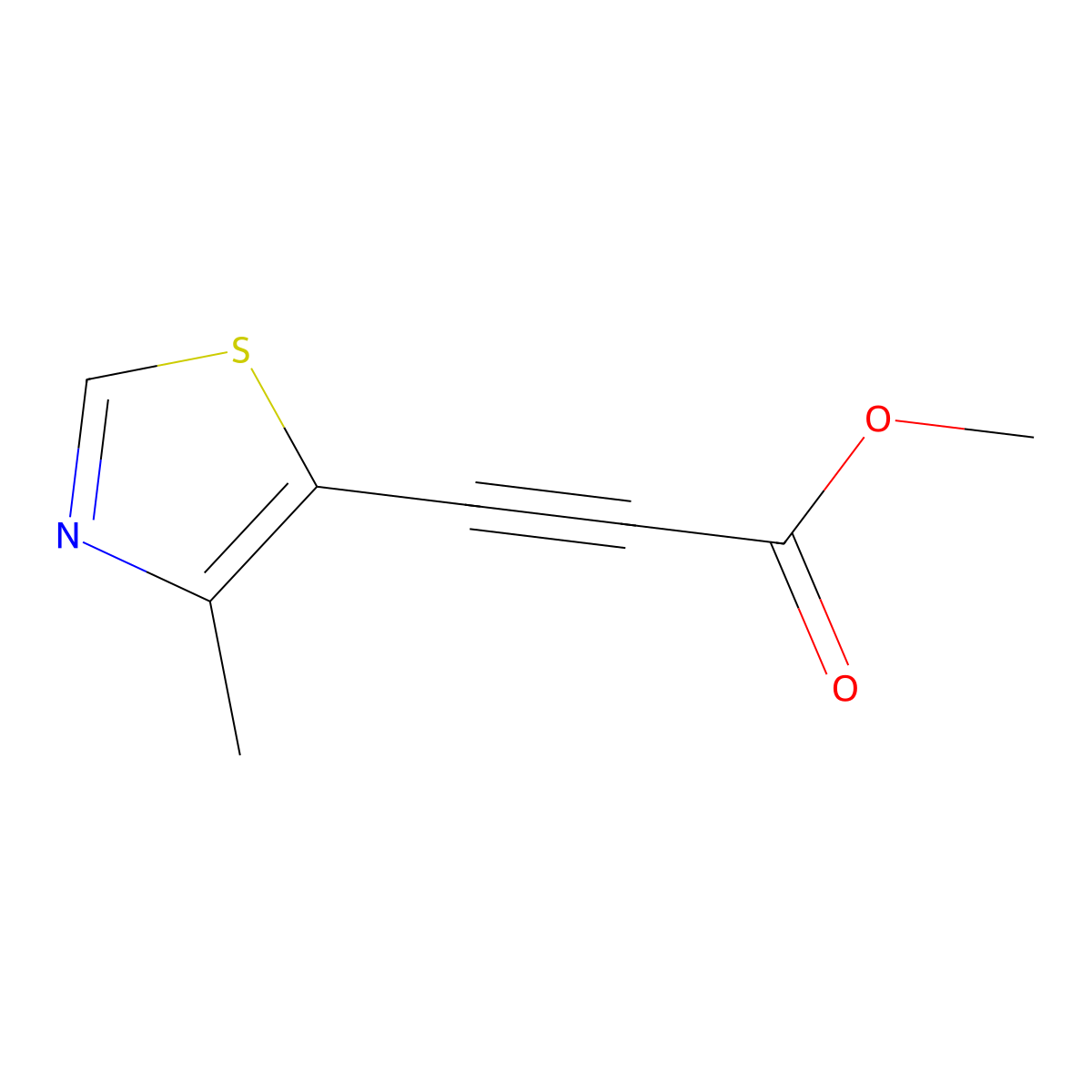 Methyl 3-(4-methyl-1,3-thiazol-5-yl)prop-2-ynoate molecular structure, CAS 1344074-37-8