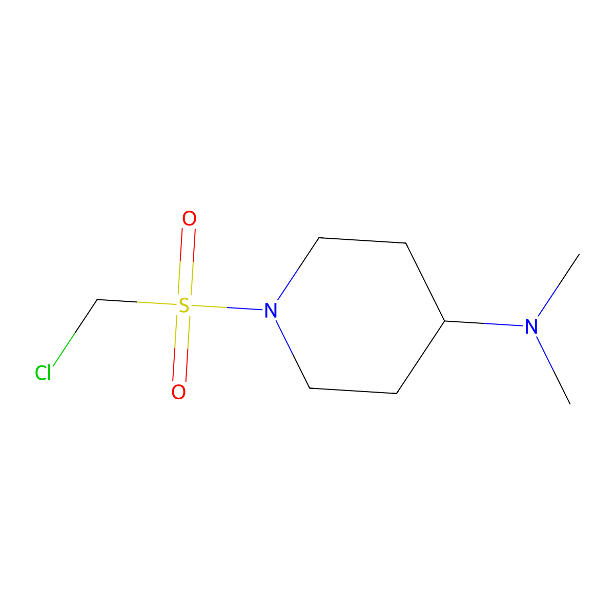 1-chloromethanesulfonyl-N,N-dimethylpiperidin-4-amine molecular structure, CAS 1344075-95-1