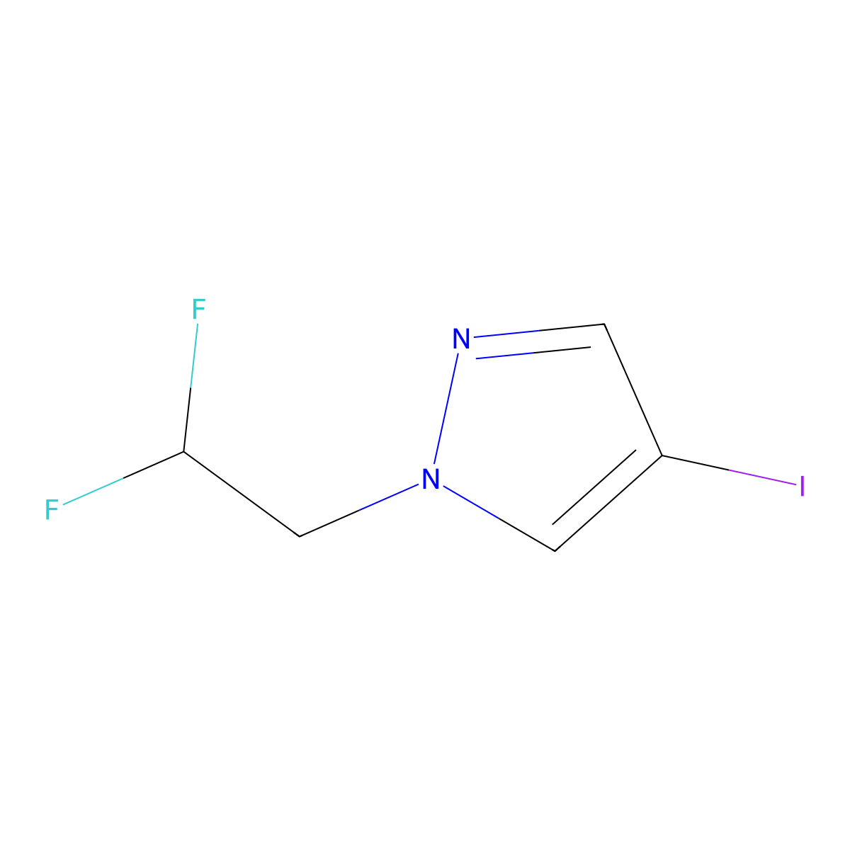1-(2,2-difluoroethyl)-4-iodo-1H-pyrazole molecular structure, CAS 1344078-17-6