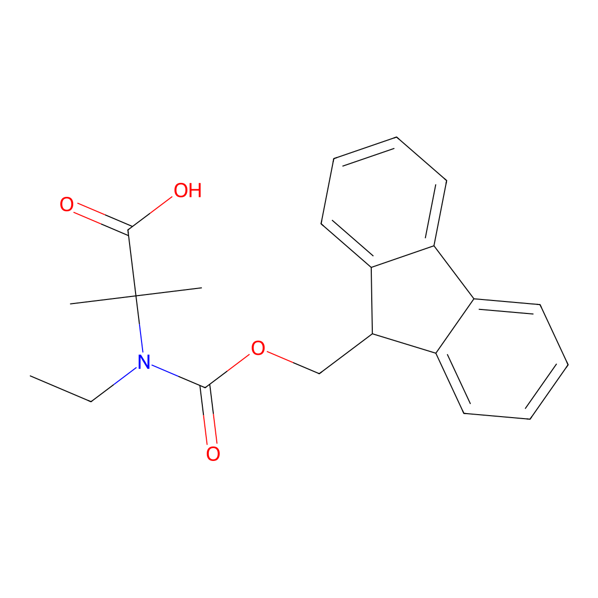 2-((((9H-Fluoren-9-yl)methoxy)carbonyl)(ethyl)amino)-2-methylpropanoic acid molecular structure, CAS 1344079-11-3