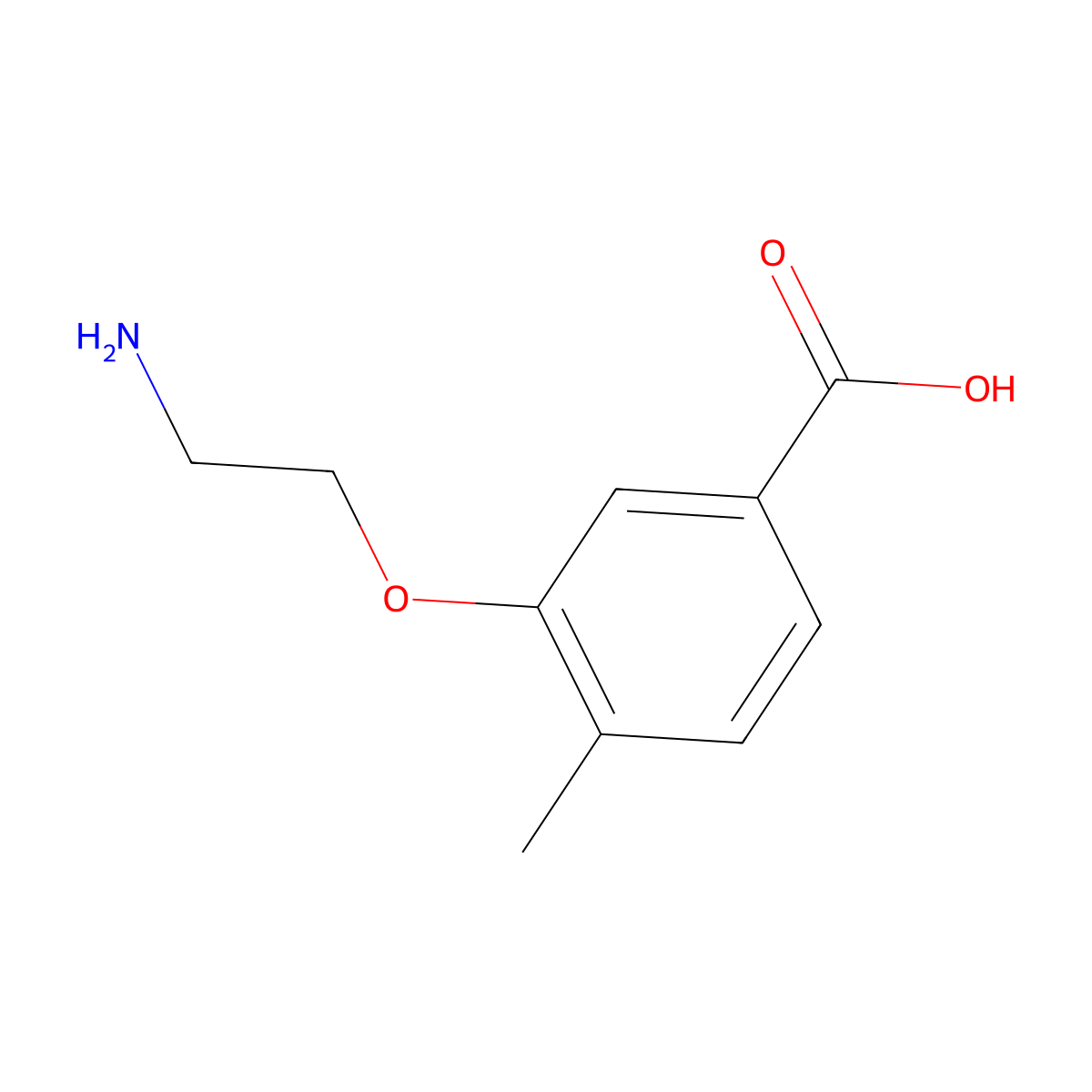 3-(2-Aminoethoxy)-4-methylbenzoic acid molecular structure, CAS 1344082-84-3