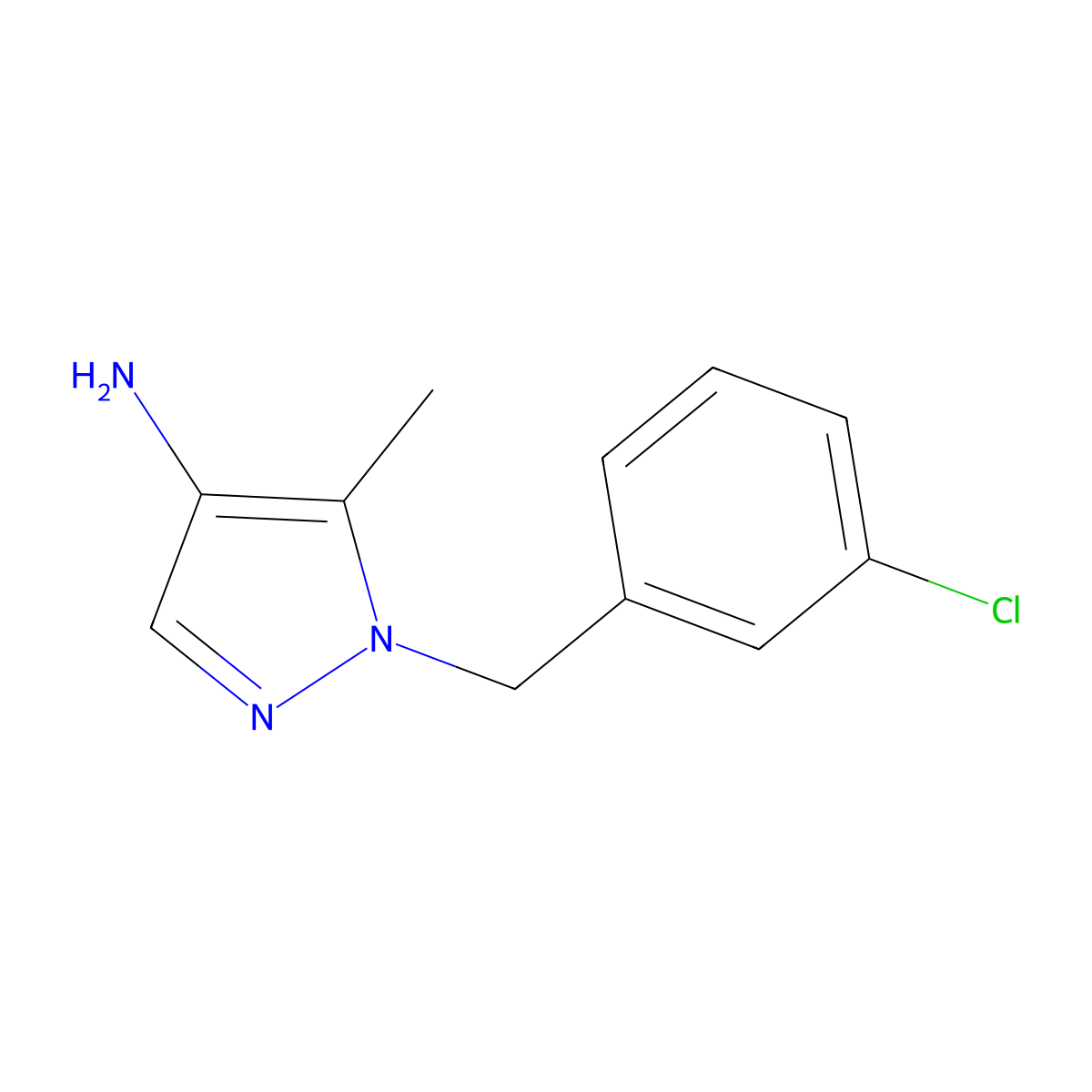 1-(3-Chlorobenzyl)-5-methyl-1h-pyrazol-4-amine molecular structure, CAS 1344085-59-1