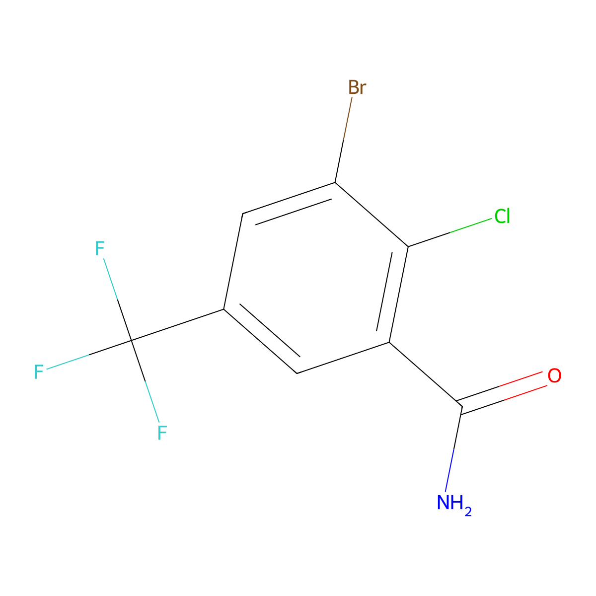 3-Bromo-2-chloro-5-(trifluoromethyl)benzamide molecular structure, CAS 1344087-79-1