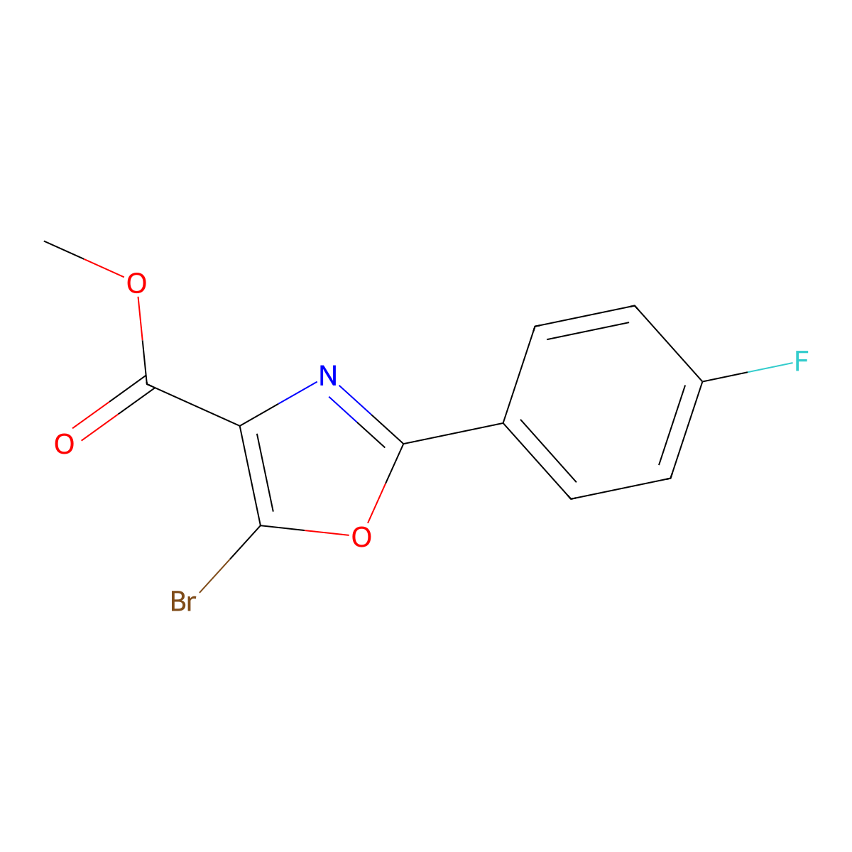 Methyl 5-bromo-2-(4-fluorophenyl)-1,3-oxazole-4-carboxylate molecular structure, CAS 1344088-50-1