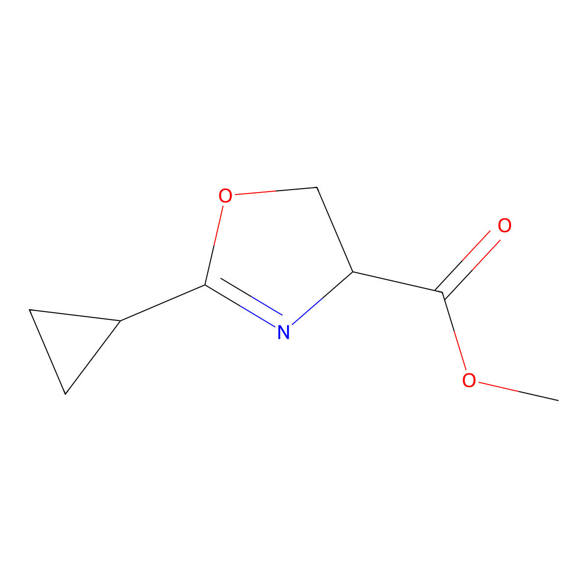 Methyl 2-cyclopropyl-4,5-dihydrooxazole-4-carboxylate molecular structure, CAS 1344088-61-4
