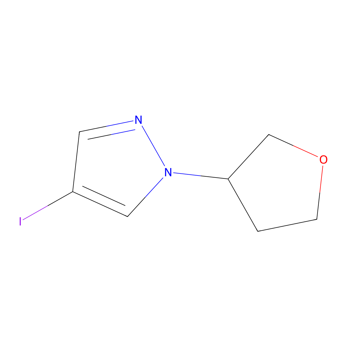 4-iodo-1-(oxolan-3-yl)-1H-pyrazole molecular structure, CAS 1344092-28-9