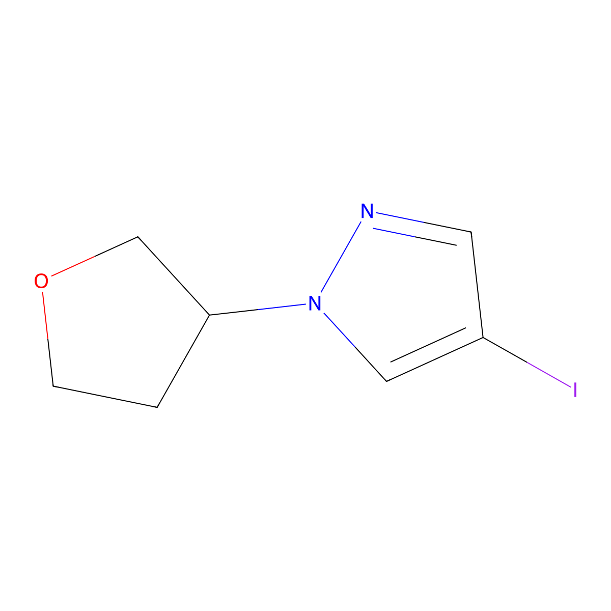 4-iodo-1-(oxolan-3-yl)-1H-pyrazole molecular structure, CAS 1344092-28-9
