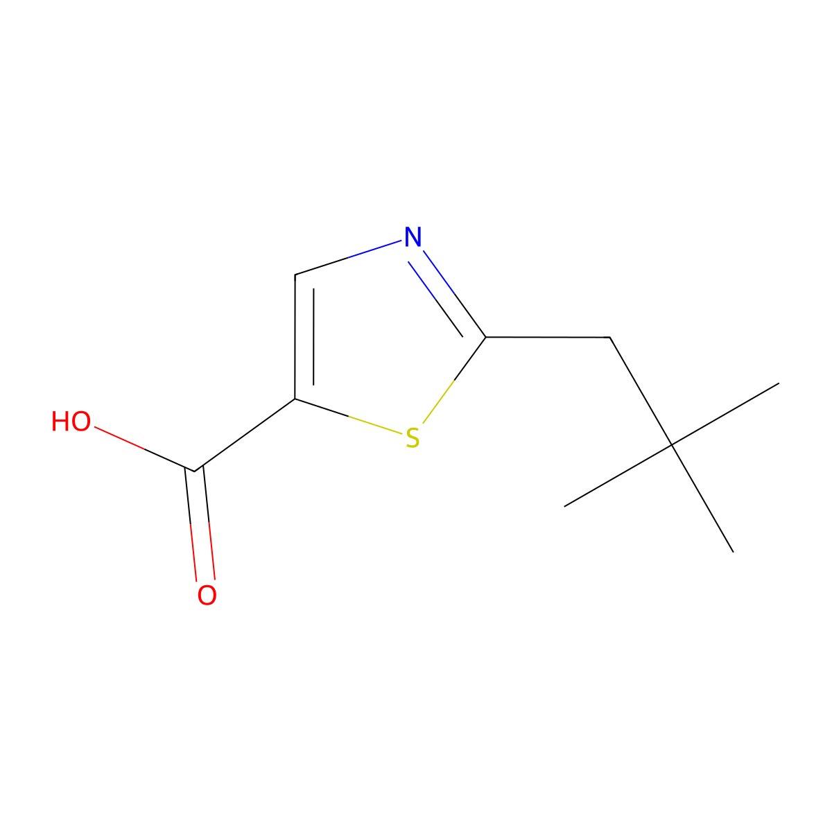 2-(2,2-Dimethylpropyl)-1,3-thiazole-5-carboxylic acid molecular structure, CAS 1344093-98-6
