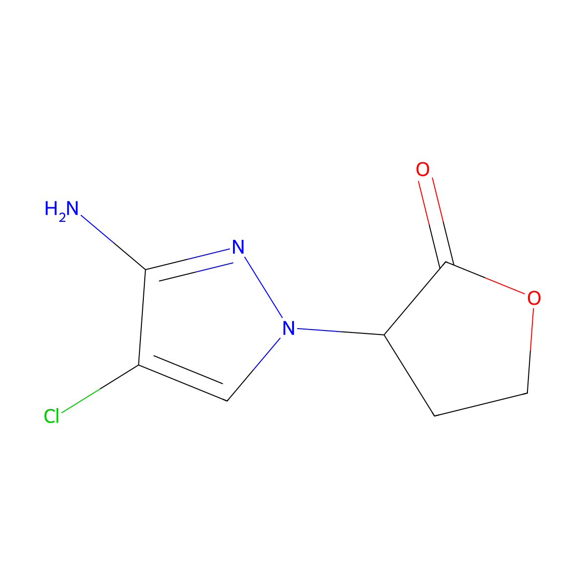 3-(3-amino-4-chloro-1H-pyrazol-1-yl)oxolan-2-one molecular structure, CAS 1344096-74-7