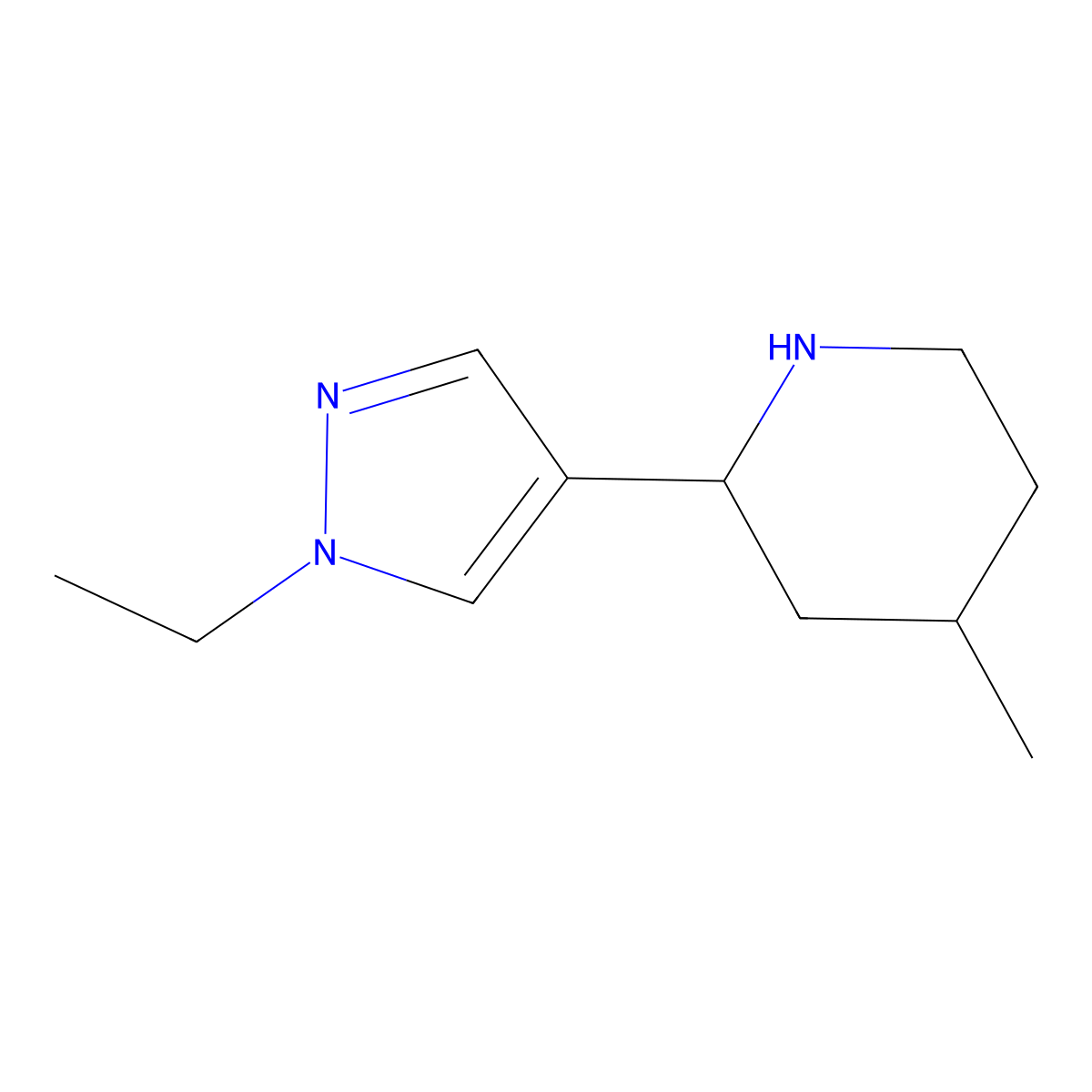 2-(1-ethyl-1H-pyrazol-4-yl)-4-methylpiperidine molecular structure, CAS 1344097-66-0