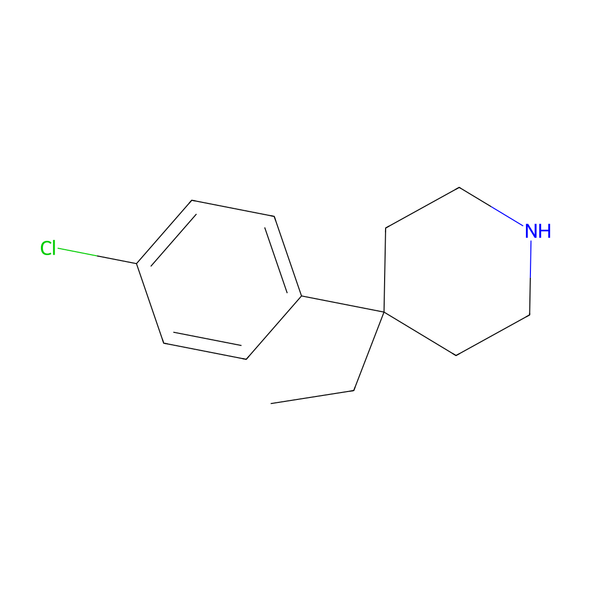 4-(4-Chlorophenyl)-4-ethylpiperidine molecular structure, CAS 1344098-55-0