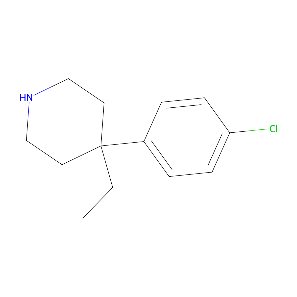 4-(4-Chlorophenyl)-4-ethylpiperidine molecular structure, CAS 1344098-55-0