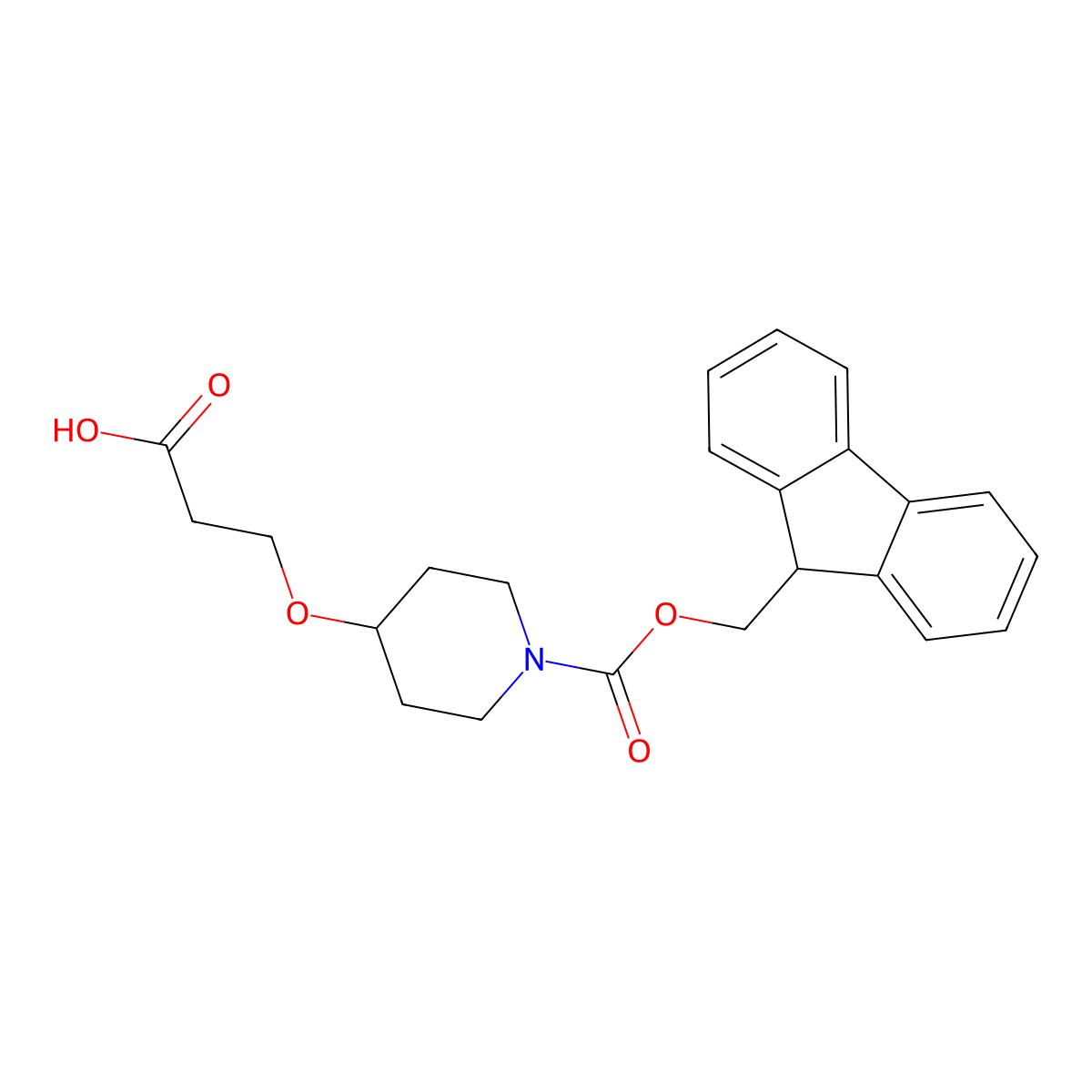 3-((1-[(9H-Fluoren-9-ylmethoxy)carbonyl]piperidin-4-YL)oxy)propanoic acid molecular structure, CAS 1344100-07-7
