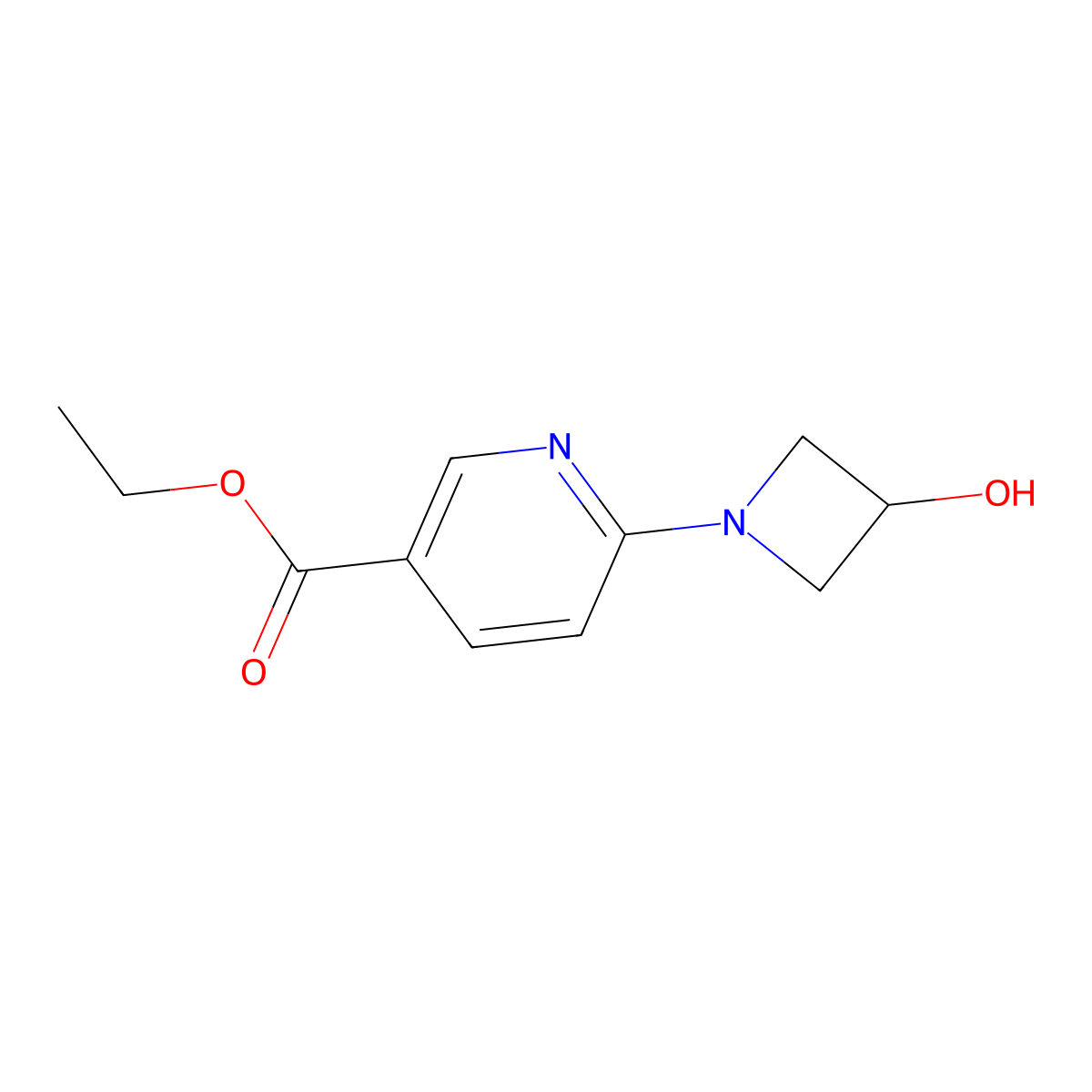 Ethyl 6-(3-hydroxyazetidin-1-yl)pyridine-3-carboxylate molecular structure, CAS 1344100-16-8
