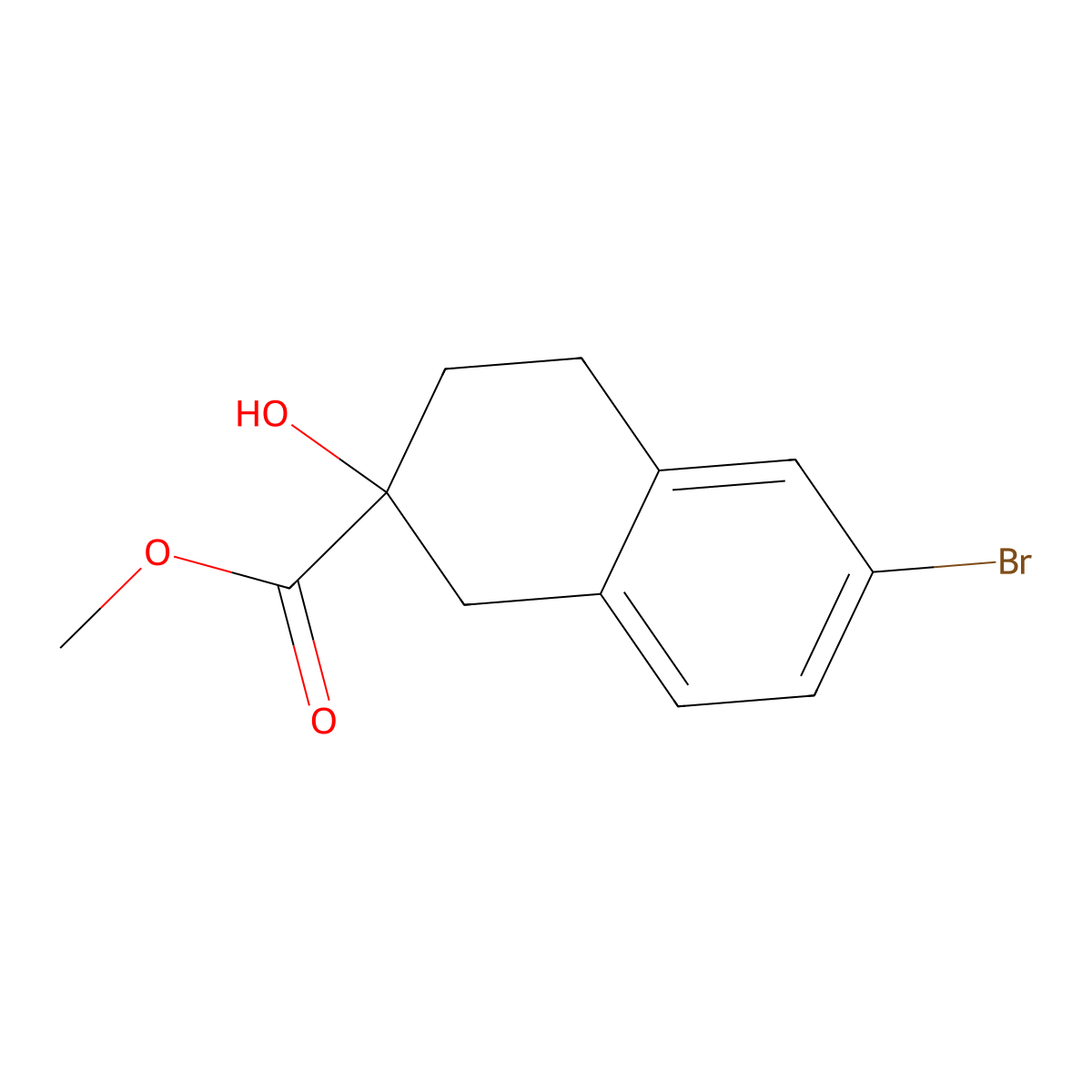 Methyl 6-bromo-2-hydroxy-1,2,3,4-tetrahydronaphthalene-2-carboxylate molecular structure, CAS 1344101-56-9