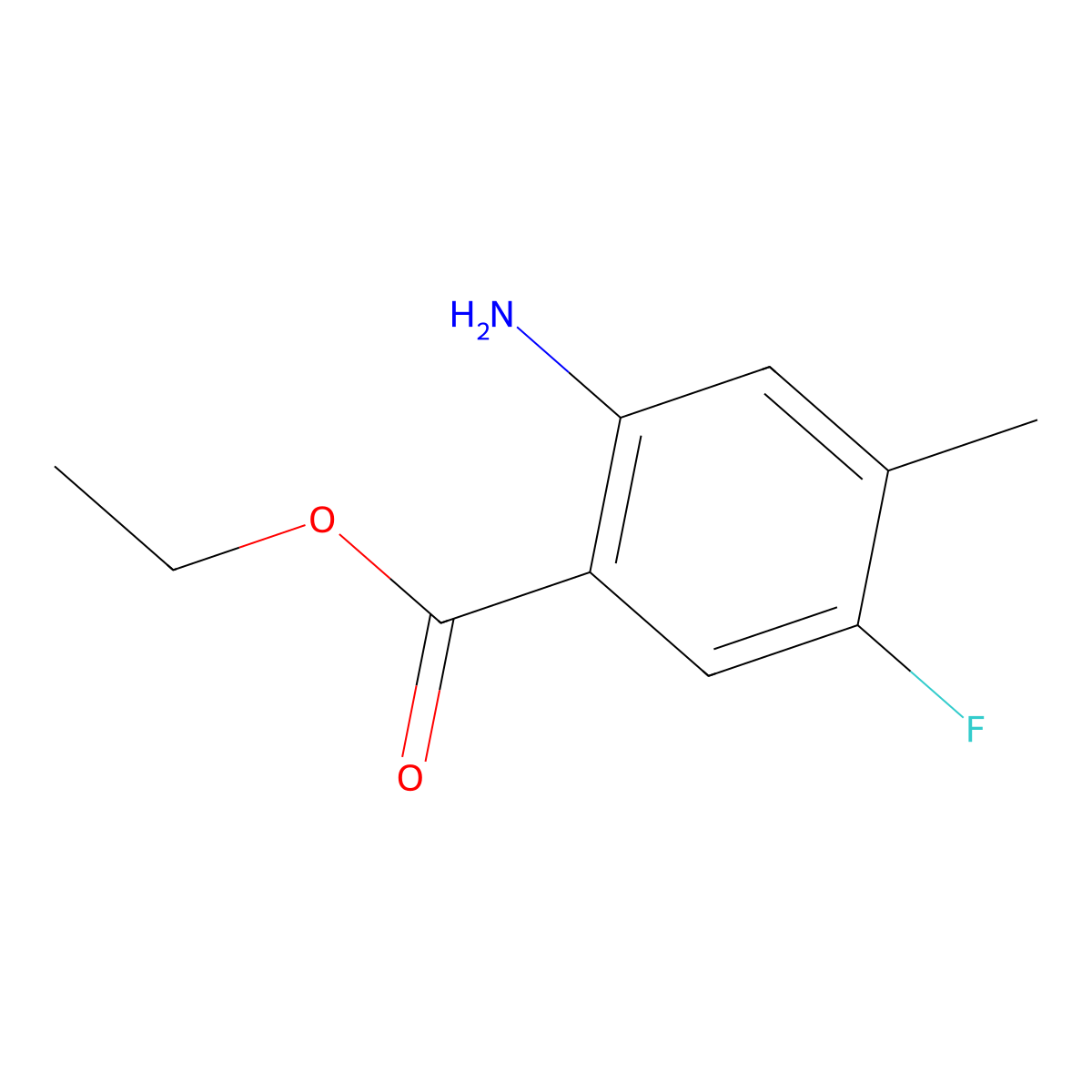 Ethyl 2-amino-5-fluoro-4-methylbenzoate molecular structure, CAS 1344103-75-8