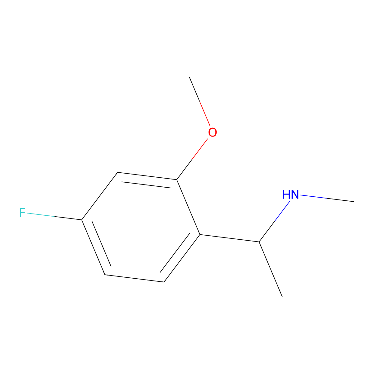 1-(4-fluoro-2-methoxyphenyl)-N-methylethan-1-amine molecular structure, CAS 1344107-12-5