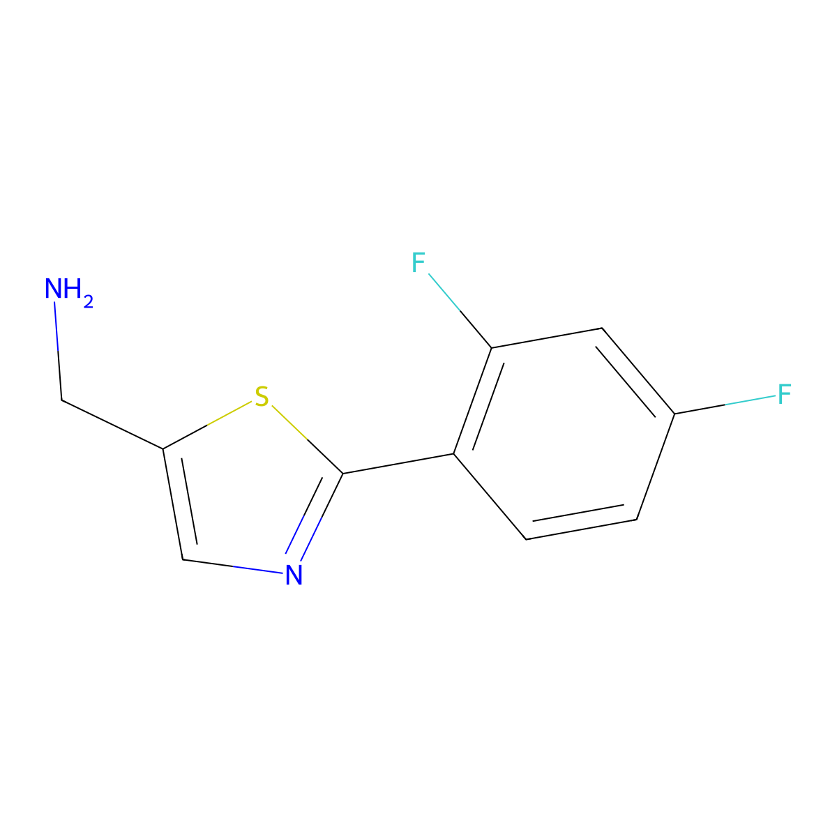 (2-(2,4-Difluorophenyl)thiazol-5-yl)methanamine molecular structure, CAS 1344109-75-6