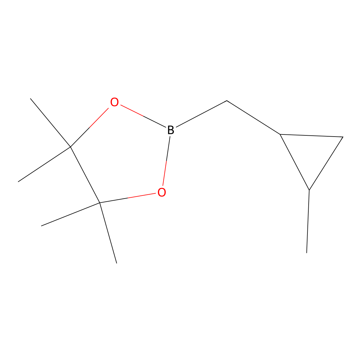 rac-4,4,5,5-tetramethyl-2-{[(1R,2R)-2-methylcyclopropyl]methyl}-1,3,2-dioxaborolane molecular structure, CAS 1344115-79-2