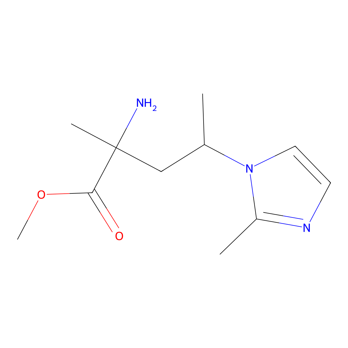 Methyl 2-amino-2-methyl-4-(2-methyl-1h-imidazol-1-yl)pentanoate molecular structure, CAS 1344117-22-1