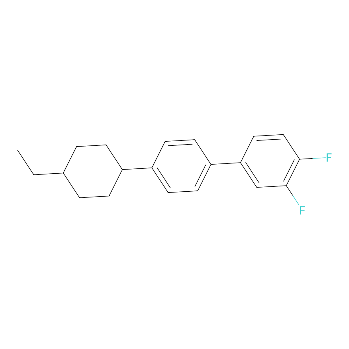 3,4-Difluoro-4'-(trans-4-ethylcyclohexyl)biphenyl molecular structure, CAS 134412-18-3