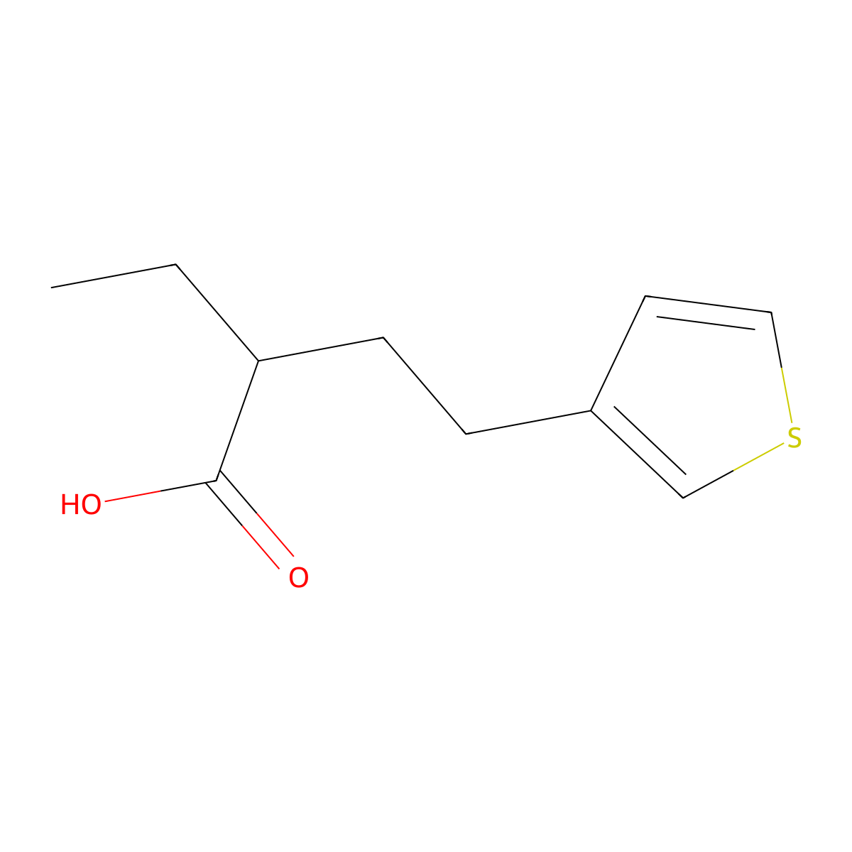 2-Ethyl-4-(thiophen-3-yl)butanoic acid molecular structure, CAS 1344128-80-8