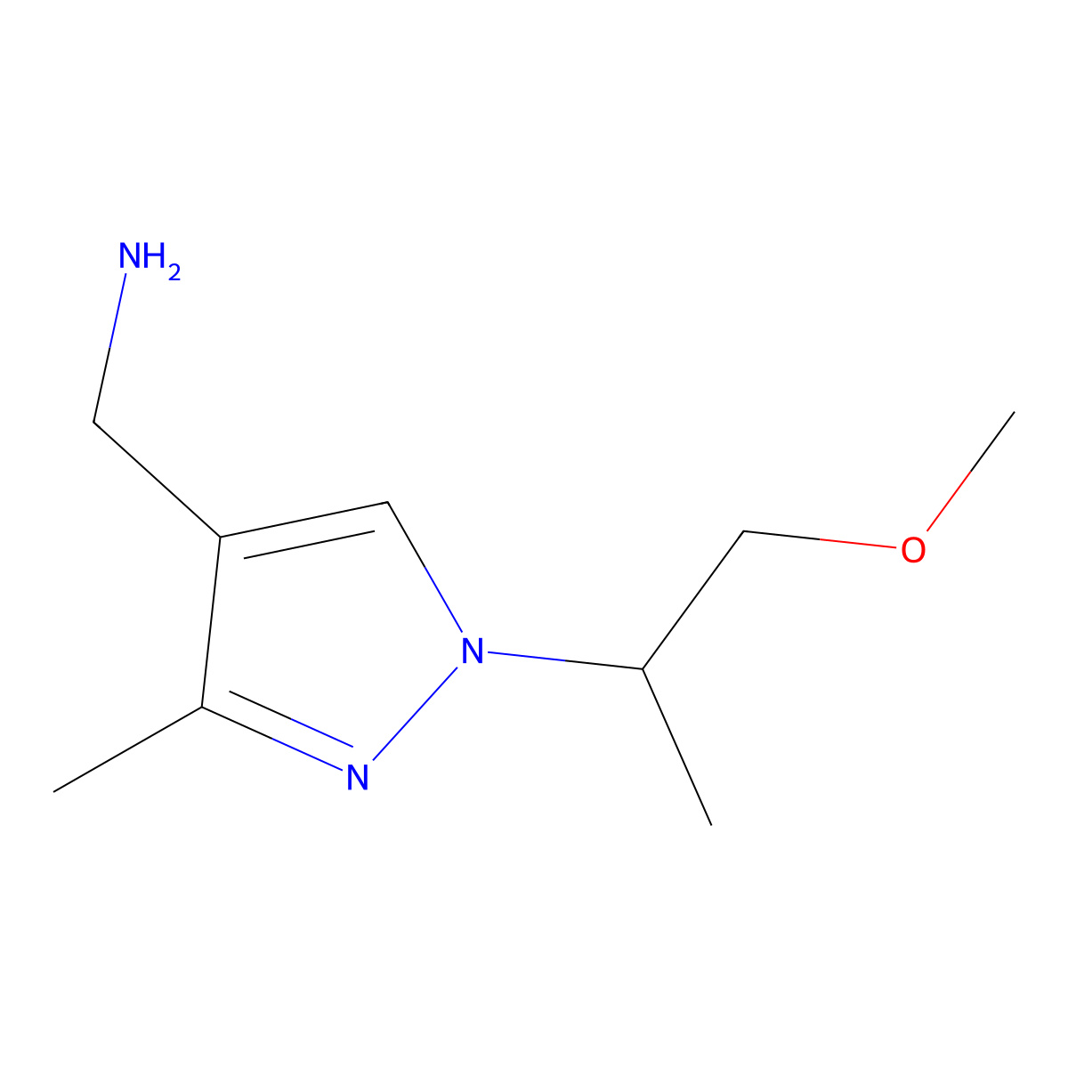 (1-(1-Methoxypropan-2-yl)-3-methyl-1h-pyrazol-4-yl)methanamine molecular structure, CAS 1344154-31-9